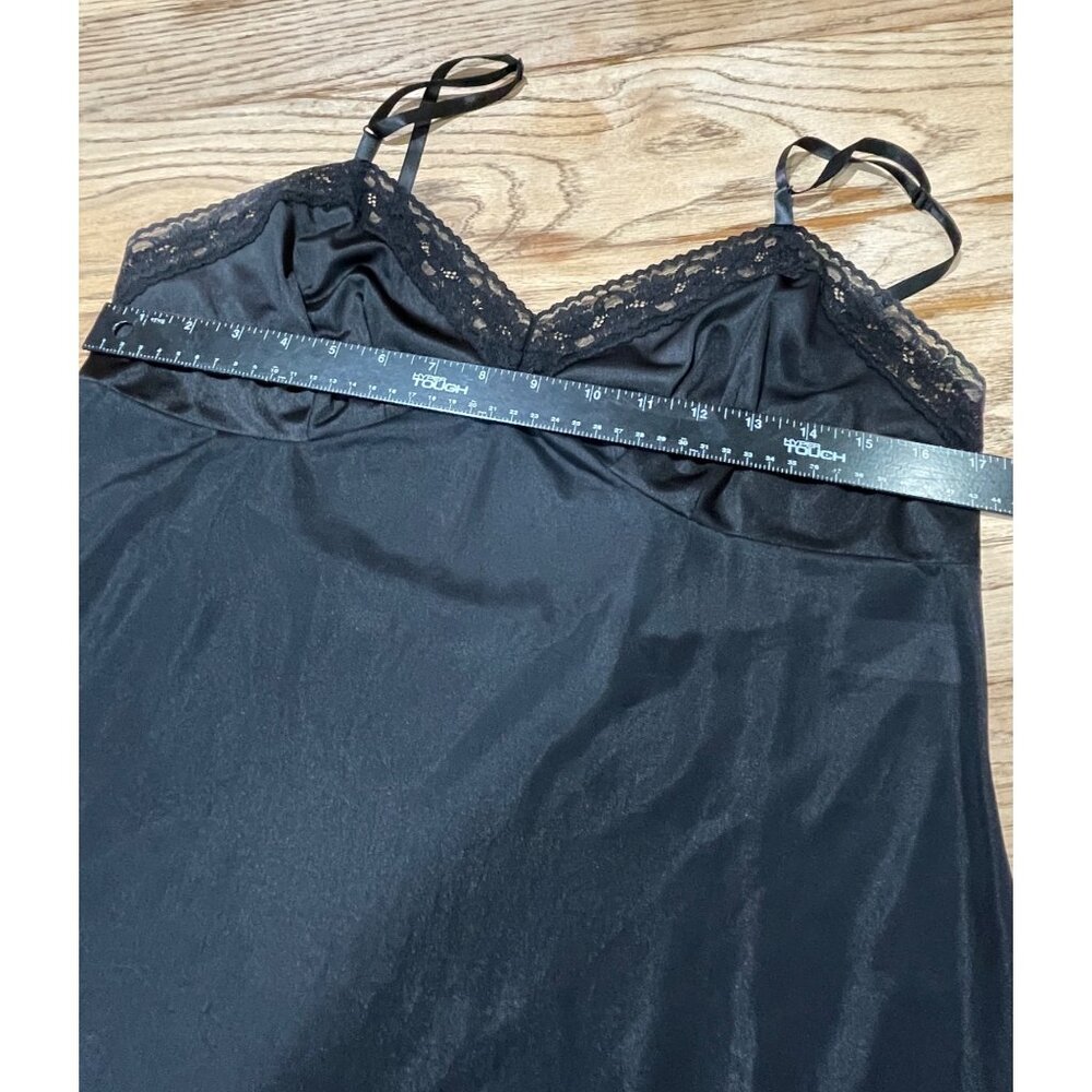 Vtg Vanity Fair Slip Dress Womens 38 26" Black with Lace Trim Nylon Made in USA - Picture 4 of 6